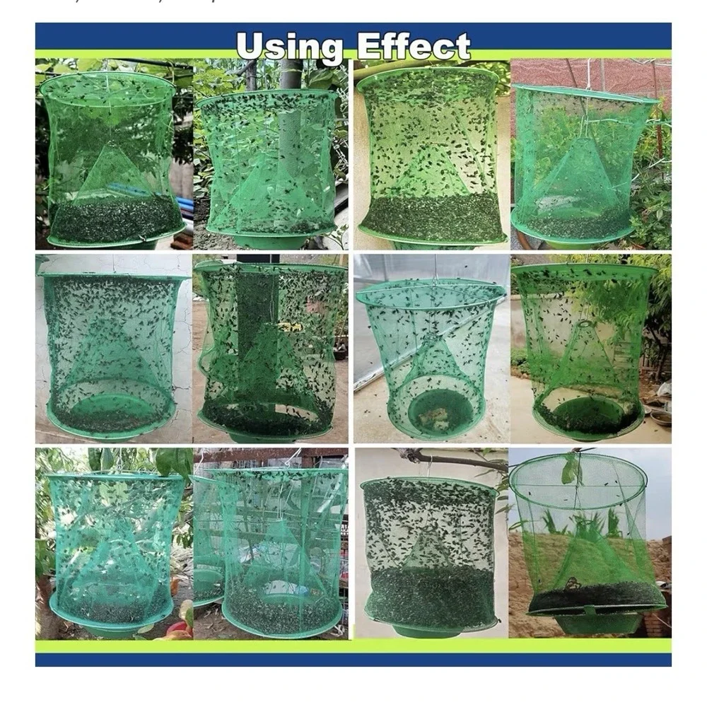 8 Pack Ranch Fly Traps,Fly Trap Outdoor Hanging Reusable Fly Catcher‎ Bags